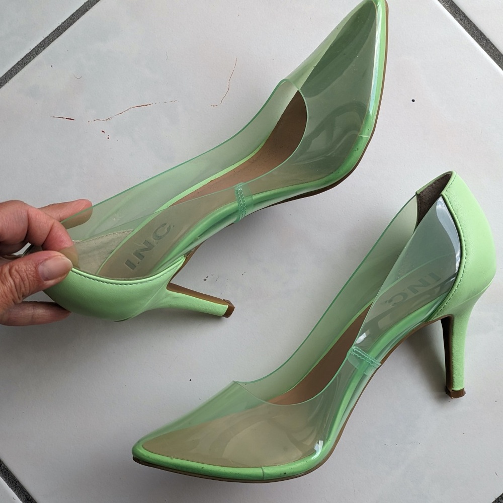 Fun Mint green clear Vinyl pumps